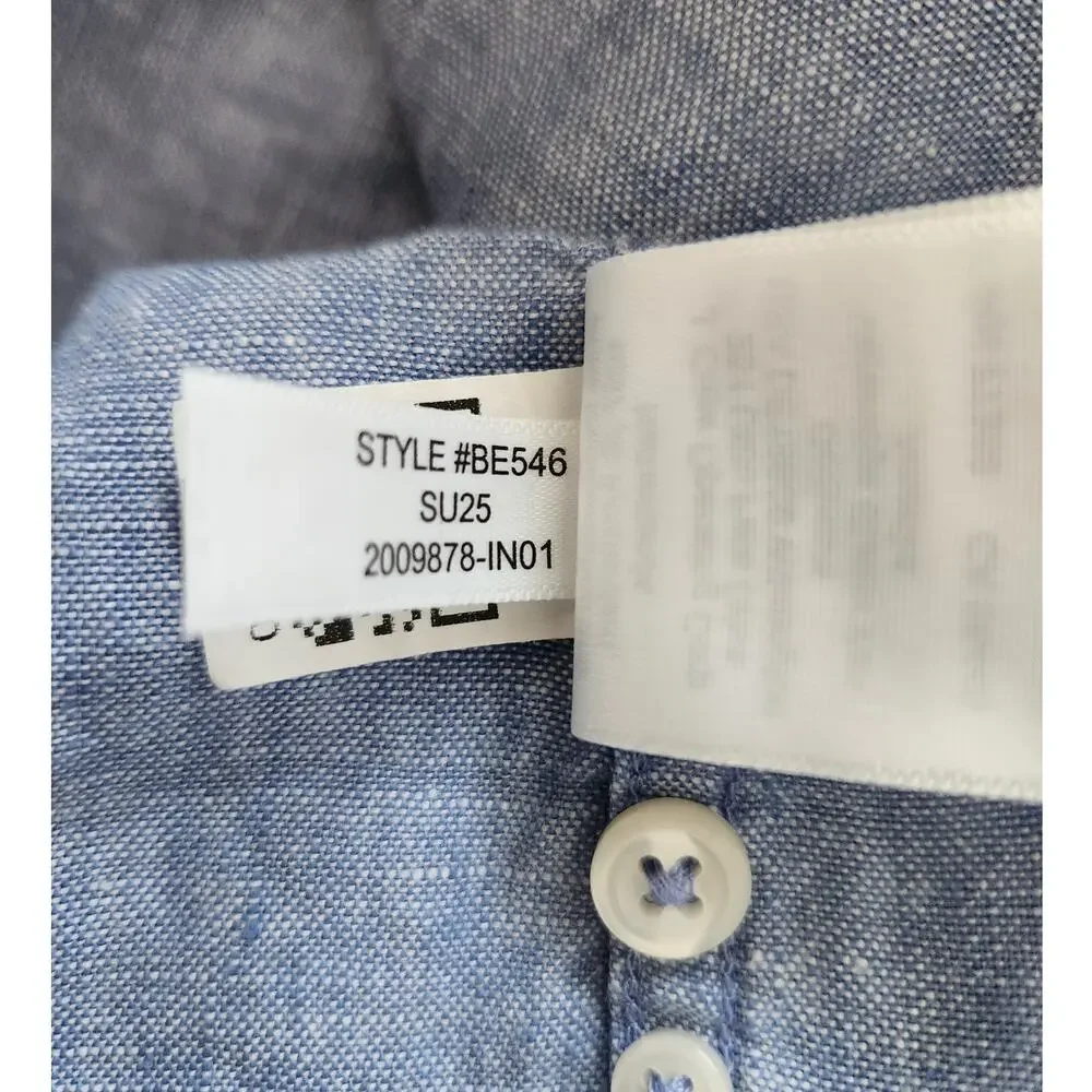 NWOT J. Crew Short-Sleeve Baird McNutt Irish Linen Shirt Blue XL